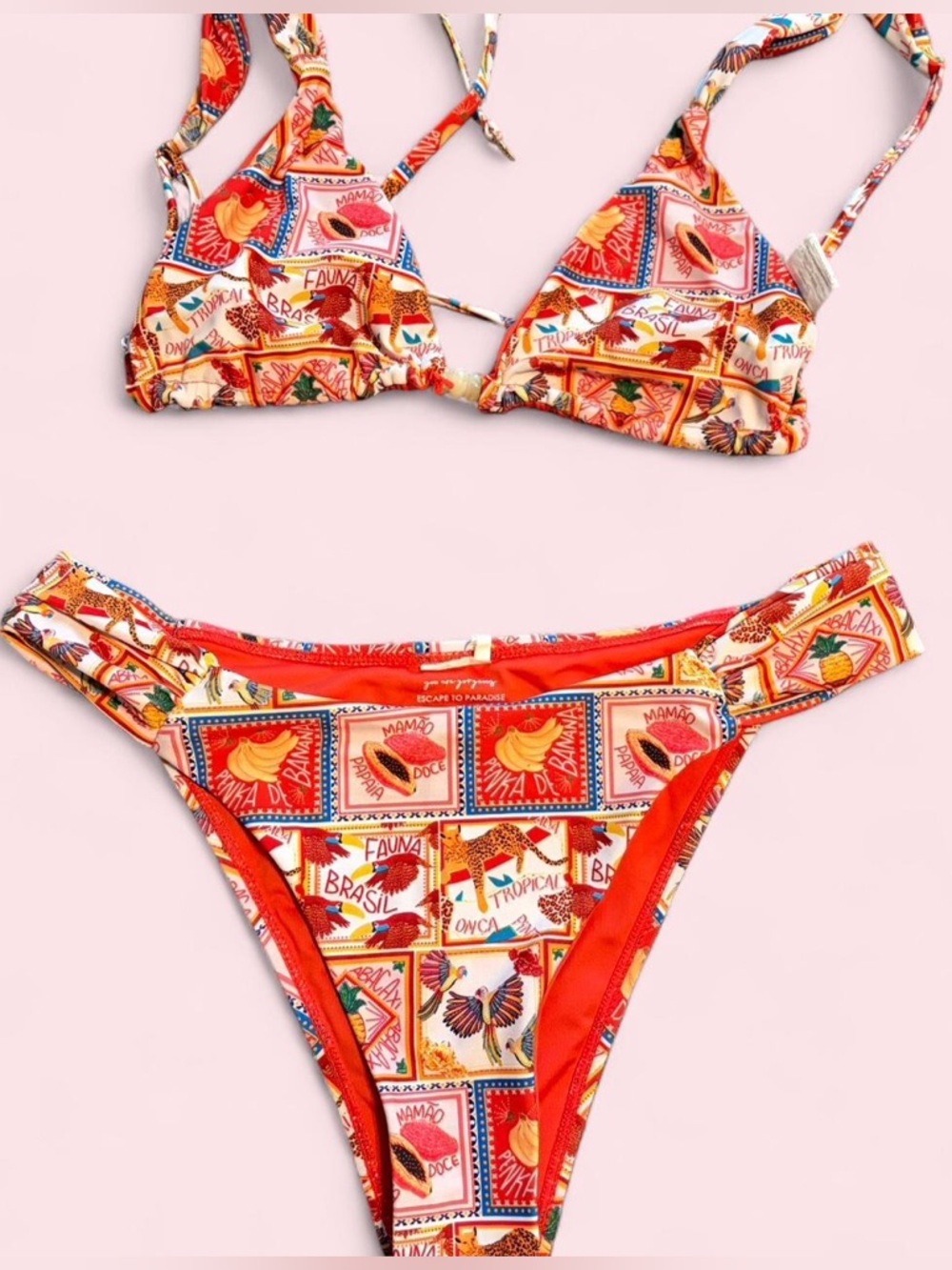 Tropical Red Printed Bikini Set